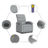Stella Homewares Electric Stand up Massage Recliner Chair Light Grey Fabric