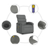 Stella Homewares Electric Stand up Massage Recliner Chair Dark Grey Fabric