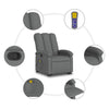 Stella Homewares Stand up Massage Recliner Chair Dark Grey Fabric