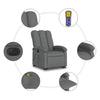 Stella Homewares Electric Stand up Massage Recliner Chair Dark Grey Fabric