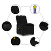 Stella Homewares Electric Stand up Massage Recliner Chair Black Fabric