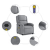Stella Homewares Massage Recliner Chair Light Grey Fabric