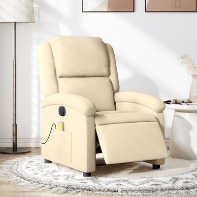 Stella Homewares Electric Massage Recliner Chair Cream Fabric