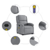 Stella Homewares Stand up Massage Recliner Chair Light Grey Fabric