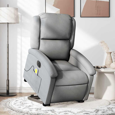 Stella Homewares Electric Stand up Massage Recliner Chair Light Grey Fabric