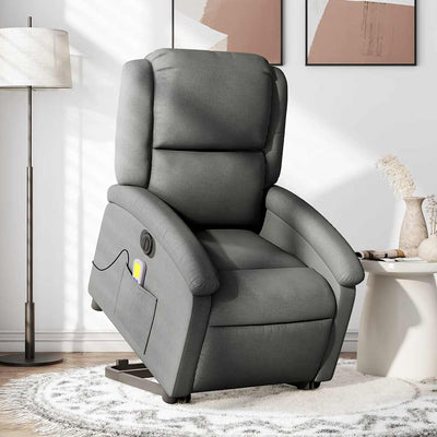 Stella Homewares Electric Stand up Massage Recliner Chair Dark Grey Fabric