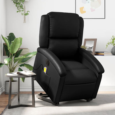 Stella Homewares Electric Stand up Massage Recliner Chair Black Faux Leather