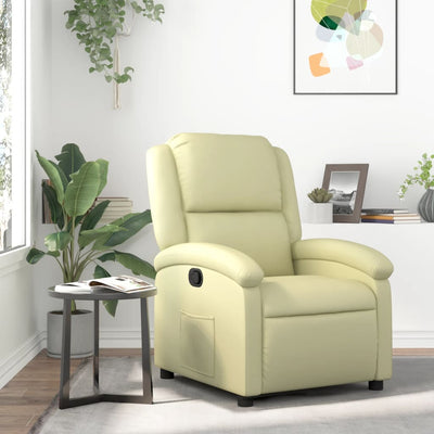 Stella Homewares Recliner Chair Cream Real Leather