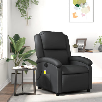 Stella Homewares Massage Recliner Chair Black Real Leather