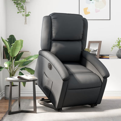 Stella Homewares Electric Stand up Recliner Chair Black Real Leather