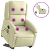 Stella Homewares Electric Stand up Massage Recliner Chair Cream Real Leather
