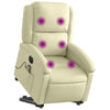 Stella Homewares Electric Stand up Massage Recliner Chair Cream Real Leather