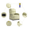 Stella Homewares Electric Stand up Massage Recliner Chair Cream Real Leather
