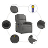 Stella Homewares Electric Stand up Massage Recliner Chair Grey Real Leather