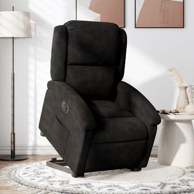 Stella Homewares Electric Stand up Recliner Chair Black Velvet