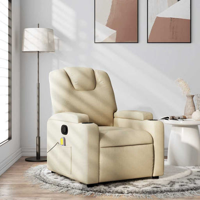 Stella Homewares Massage Recliner Chair Cream Fabric