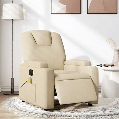 Stella Homewares Electric Massage Recliner Chair Cream Fabric