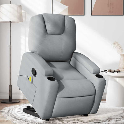 Stella Homewares Stand up Massage Recliner Chair Light Grey Fabric
