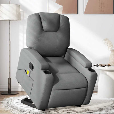 Stella Homewares Stand up Massage Recliner Chair Dark Grey Fabric