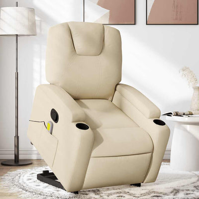 Stella Homewares Stand up Massage Recliner Chair Cream Fabric