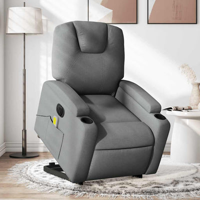 Stella Homewares Electric Stand up Massage Recliner Chair Dark Grey Fabric