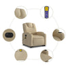 Stella Homewares Electric Stand up Massage Recliner Chair Cream Fabric