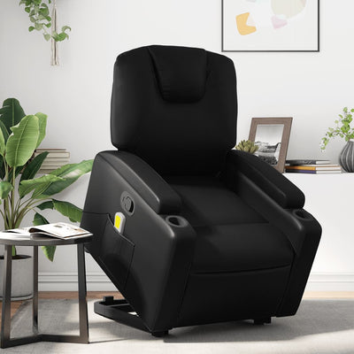 Stella Homewares Stand up Massage Recliner Chair Black Faux Leather
