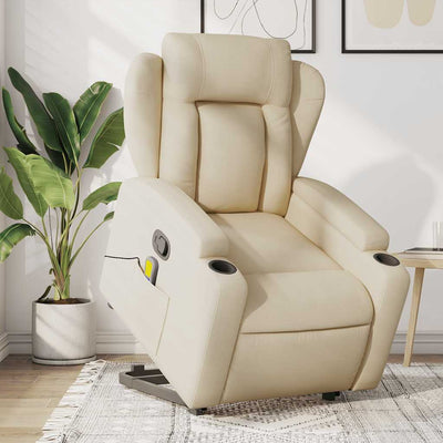 Stella Homewares Stand up Massage Recliner Chair Cream Fabric