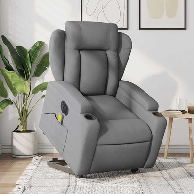 Stella Homewares Electric Stand up Massage Recliner Chair Light Grey Fabric