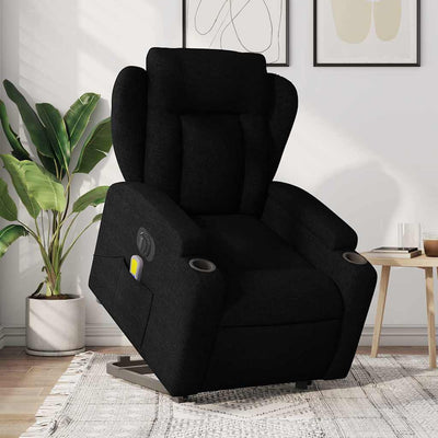 Stella Homewares Electric Stand up Massage Recliner Chair Black Fabric