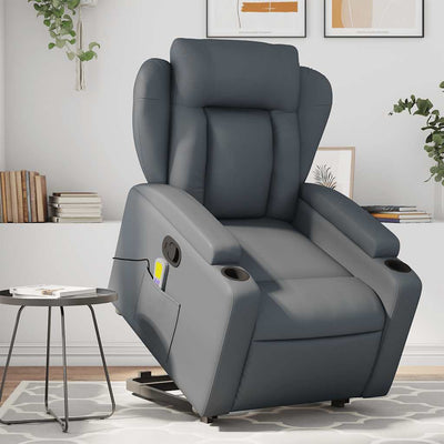 Stella Homewares Stand up Massage Recliner Chair Grey Faux Leather