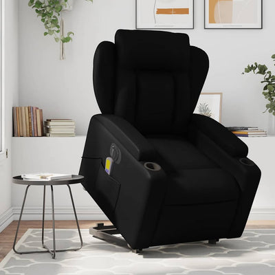Stella Homewares Electric Stand up Massage Recliner Chair Black Faux Leather