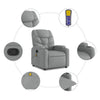 Stella Homewares Massage Recliner Chair Light Grey Fabric