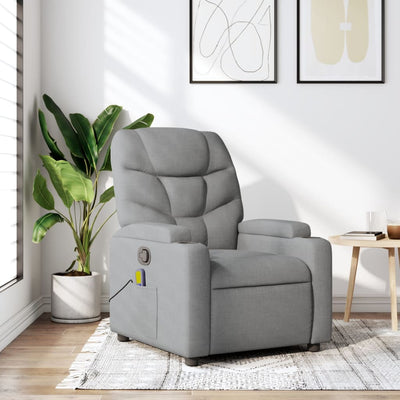 Stella Homewares Massage Recliner Chair Light Grey Fabric