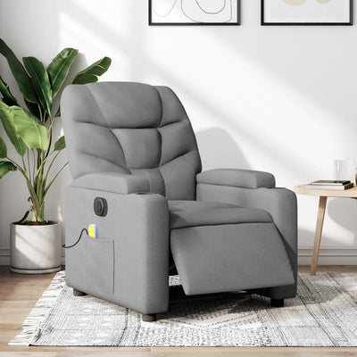 Stella Homewares Electric Massage Recliner Chair Light Grey Fabric