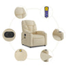 Stella Homewares Electric Massage Recliner Chair Cream Fabric