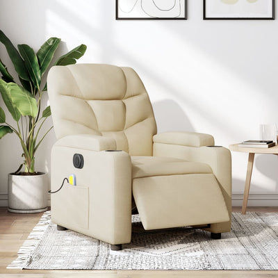 Stella Homewares Electric Massage Recliner Chair Cream Fabric