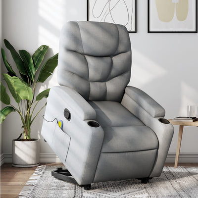 Stella Homewares Stand up Massage Recliner Chair Light Grey Fabric