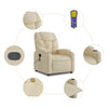 Stella Homewares Stand up Massage Recliner Chair Cream Fabric