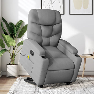 Stella Homewares Electric Stand up Massage Recliner Chair Light Grey Fabric