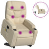 Stella Homewares Electric Stand up Massage Recliner Chair Cream Fabric
