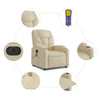 Stella Homewares Electric Stand up Massage Recliner Chair Cream Fabric