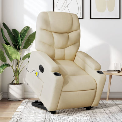 Stella Homewares Electric Stand up Massage Recliner Chair Cream Fabric