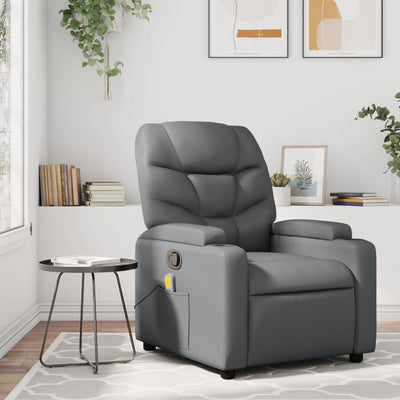 Stella Homewares Massage Recliner Chair Grey Faux Leather
