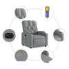 Stella Homewares Electric Massage Recliner Chair Light Grey Fabric