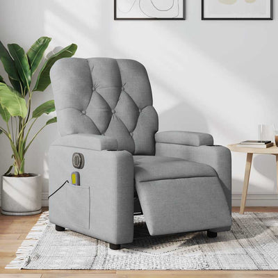 Stella Homewares Electric Massage Recliner Chair Light Grey Fabric