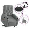 Stella Homewares Stand up Massage Recliner Chair Light Grey Fabric