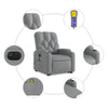 Stella Homewares Electric Stand up Massage Recliner Chair Light Grey Fabric