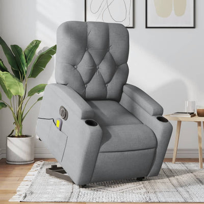Stella Homewares Electric Stand up Massage Recliner Chair Light Grey Fabric
