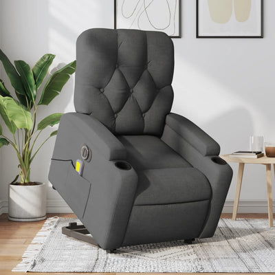 Stella Homewares Electric Stand up Massage Recliner Chair Dark Grey Fabric
